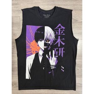 Tokyo Ghoul Ken Kaneki Graphic Tank Top Mens Large Black Slim Fit Funimation